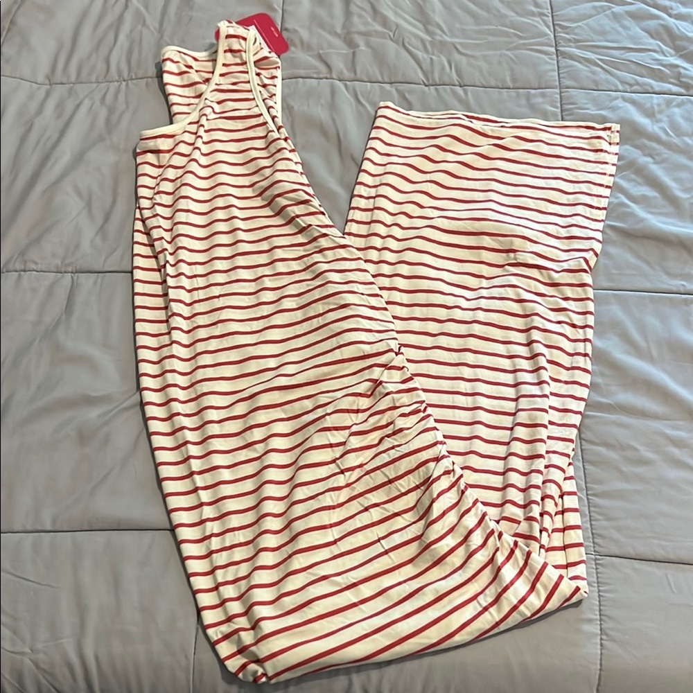Isabel Maternity Maxi Sleeveless White Dress with Red Stripes Size XXL NWT